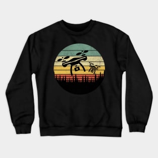 Flying Drone - vintage retro sunset Crewneck Sweatshirt